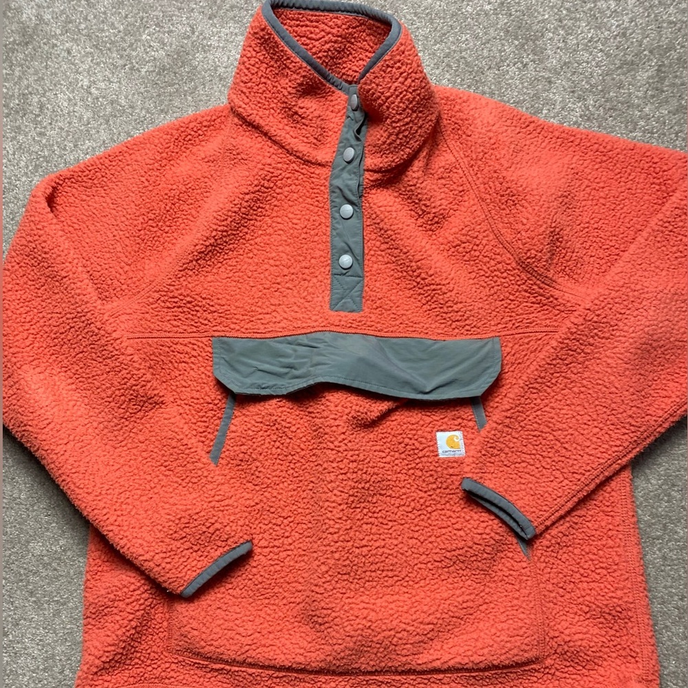 Carhartt Women’s Fleece Quarter Snap Pull Over Orange